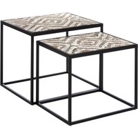 Lombok Rustic Chevron Set Of 2 Side Tables - Black