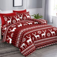 Nordic Stag Christmas Duvet Set - Red / 230cm