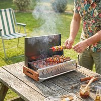 Outsunny Charcoal BBQ Grill Folding Barbecue Grill for Camping - Black