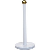 Easton White Marble Effect and Gold Kitchen Roll Holder - White, Gold