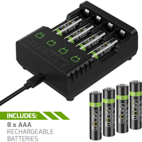 Venom Rechargeable Battery Charging Dock plus 8 x AAA 800mAh Batteries - Black