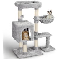 Small Cat Tree with Plush Perch - Light Grey