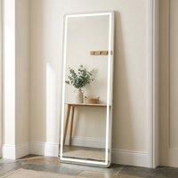 LED Wood Full Length Standing Mirror