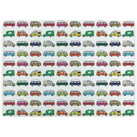 Campervans Large Smooth Glass Worktop Protector - Novelty Kitchen Chopping Board - Red