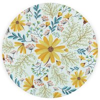 Yellow Daisies Round Worktop Protector - Textured Glass Chopping Board - Yellow