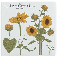 Floral Botanicals Sunflowers Glass Hot Pot Stand - Heat Resistant Non-Slip Trivet - Yellow