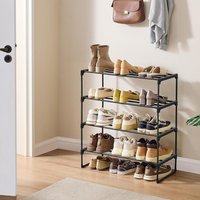 4 Tier Stackable Metal Shoe Rack, Black - Black