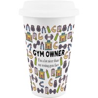 Novelty Gym Owner Ceramic Travel Mug - Reusable Drinks Cup Gift - White