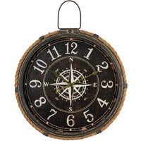Nautical Compass Wall Clock - Brown
