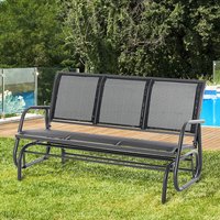 Outsunny 3 Seat Glider Rocking Chair - Black
