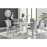 White Imperia 6 Table and 6 Belgravia Chairs - Grey