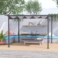 Outsunny Steel Pergola Gazebo Backyard Porch Awning - Grey