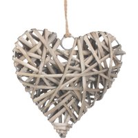 Full Antique Wash Wicker Heart - Grey Brown / Small