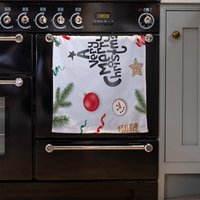 Christmas Greeting Design Kitchen Towel - Brown