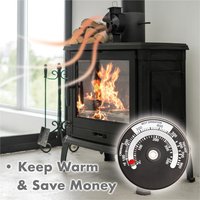 Heat Powered Stove Fan and Magnetic StoveFireplace Thermometer - Black