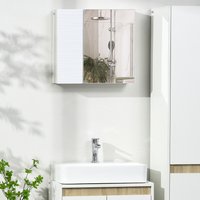 Bathroom Mirror Cabinet, Double Door Wall Mounted Storage - White