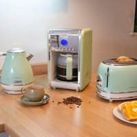 Vintage Green 1.7L Kettle, 2 Slice Toaster and 12 Cup Drip Filter Coffee Maker - Green