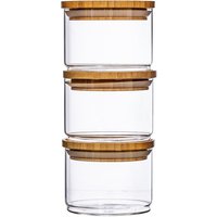 Stacking Set Of 3 Glass Storage Jars - Clear Glass