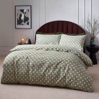 Watercolour Basketweave Duvet Cover Set - Olive / Superking