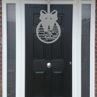 Village Bauble Front Door Sign - silver
