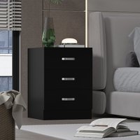 FWStyle Matt Finish 3 Drawer Chest Of Drawers Modern Deep Design - Black