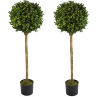 Pair of 4ft Artificial Boxwood Buxus Ball Topiary Tree - Boxwood
