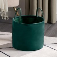 Velvet Storage Basket - Forest Green