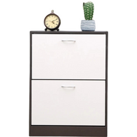 2 Drawer Shoe Storage Cabinet - White Grey / White Grey