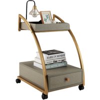 Rolling Bedside Table With Drawer Living Room Bedroom Furniture - Gold