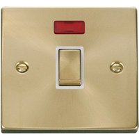 Satin Brushed Brass 1 Gang 20A Ingot DP Switch With Neon - White