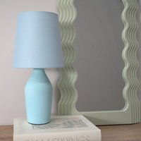 Arlo Ceramic Table Lamp with Tapered Shade - Blue / Including Bulb