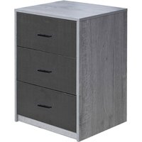 Wooden Bedside Cabinet - Ash Grey Oak / Black Drawers
