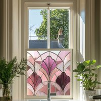 Acciano Art Deco Stained Glass Window Film - Pink / 80cm x 80cm