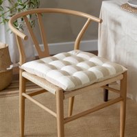 Hayle Striped Cotton Twin Pack Seat Pads - Natural