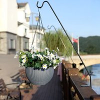 Pack of 3 Hanging Plastic Flower Basket Planters - Grey