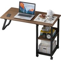 Livingandhome Foldable Height Adjustable Mobile Desk - Dark Brown