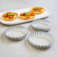 KitchenCraft Set of Six 10cm Loose Base Tart Tins - Grey
