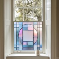 Fabrizia Art Deco Stained Glass Privacy Window Film - Pink / 95cm