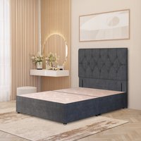 Chesterfield Velvet Divan Bed Base with 54" Floor Standing Headboard and Drawers - Charcoal / Super King / 0