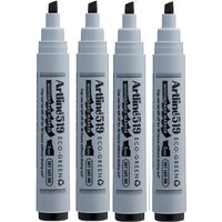 Artline Eco-Green Whiteboard Marker Dry Safe Pack of 4 - Chisel nib - Black