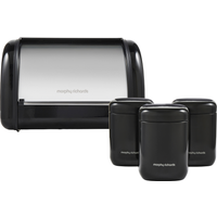 Morphy Richards Black Compact Bread Bin and Small Cannisters Bundle - Black