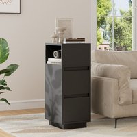 Minimalist Bedside Table with Drawers - Black