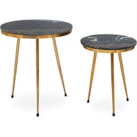 Nirav Green Marble Top Set of 2 Side Table - Green