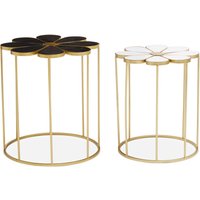 Jodie Set Of Two Black And White Petal Tables - Gold