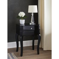 Orchid 1 Drawer Black Mirrored Glass Side Table - Black