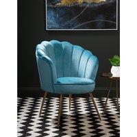 Ovala Aqua Blue Velvet Scalloped Chair - Blue
