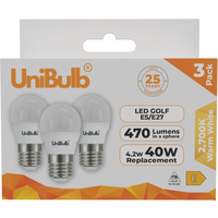 UniBulb LED Golf Ball E27 470lm 2700K Light Bulb - clear / 3
