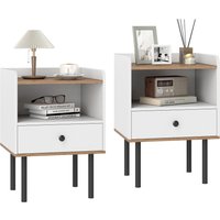 Set of 2 Sofa Side Table - White