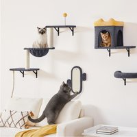 Yaheetech Wall-Mounted Cat Climbing Tree Set - Dark Grey