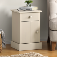 Farmhouse 1 Door 1 Drawer Pot Cupboard Bedside Cabinet Table Wooden Pine - White